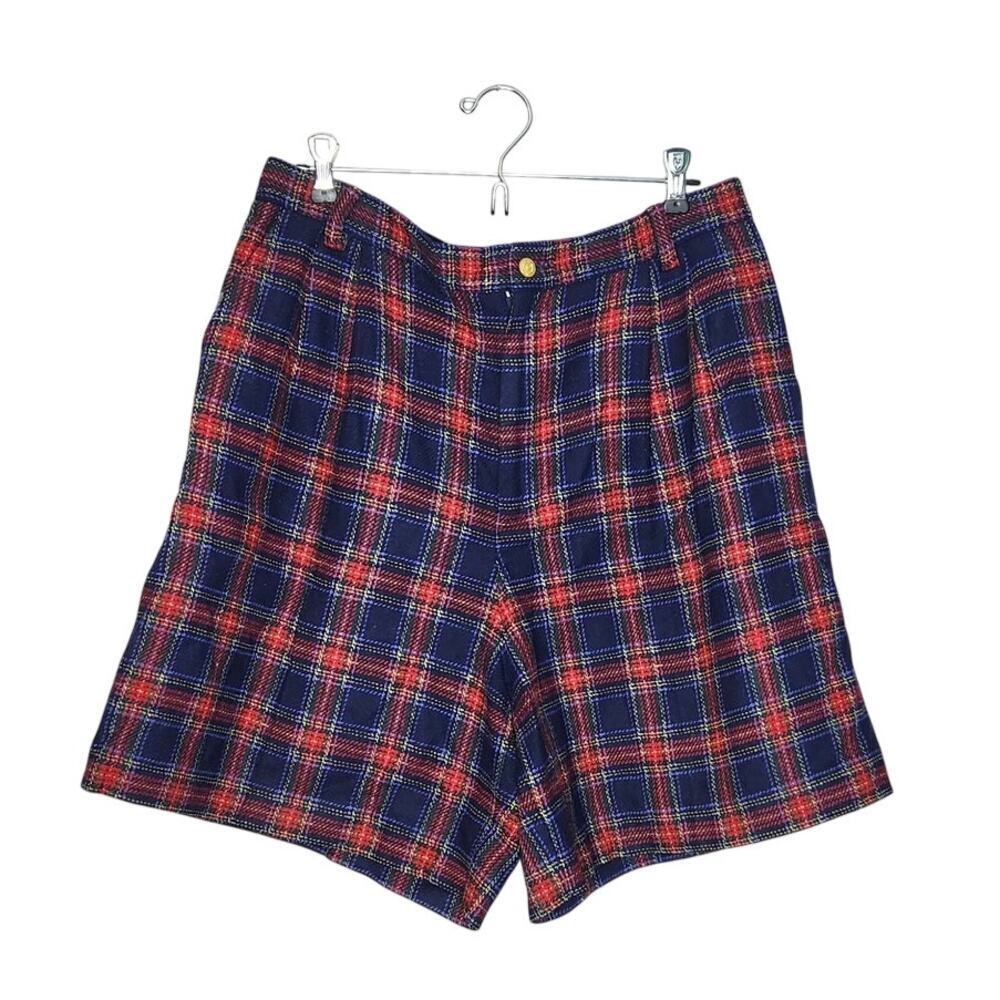 Vintage LizSport Shorts Wool Blend Plaid Preppy Academia Classic 16
